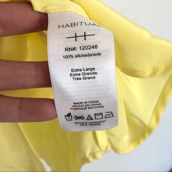 Habitual 100% Silk Button Down Blouse Yellow XL - Picture 5 of 6